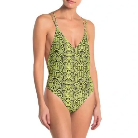 Kendall & Kylie Green Snake Print One Piece Swimsuit - Picture 9 of 9